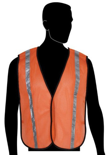 Liberty Glove & Safety Mesh Vest with 1" Wide Silver Reflective Stripes, Fluorescent Orange