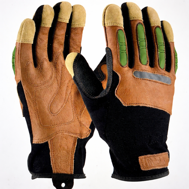 Maximum Safety Impact Protection Goatskin Leather Palm Gloves Size Large