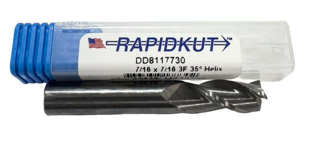RapidKut 7/16" Carbide End Mill 3 Flute 35° Helix USA Made