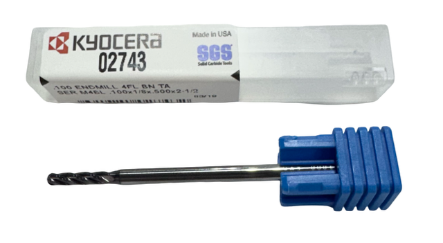 Kyocera .100" Carbide Ball Nose End Mill 4 Flute TA Coating USA Made