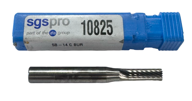 SGS 3/16" Carbide Burr SB-14 Single Cut Cylinder Shape with End Cut USA Made