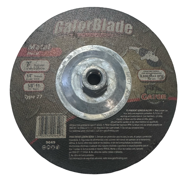 Gator 7" x 1/4" x 5/8-11 Metal Grinding Wheel Type 27