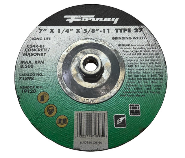 Forney 7" x 1/4" x 5/8-11 Concrete/Masonry Grinding Wheel C24R-BF