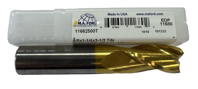 M.A. Ford 7/16" Carbide End Mill Tin Coated 3 Flute USA Made