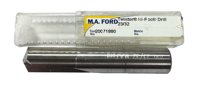M.A. Ford 23/32" Solid Carbide Hi-Roc Drill 135° Point USA Made