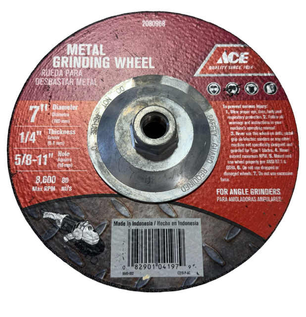 Ace 7" x 1/4" x 5/8-11 Metal Grinding Wheel for Angle Grinders