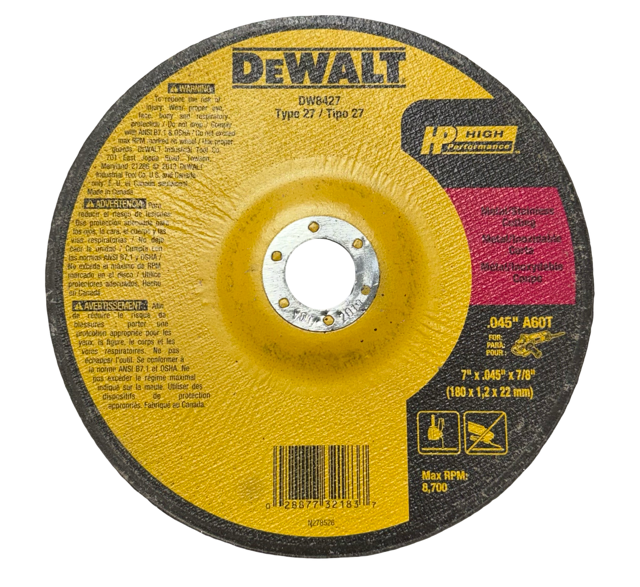 DEWALT 7" x .045" x 7/8" Metal Stainless Cutting Wheel Type 27