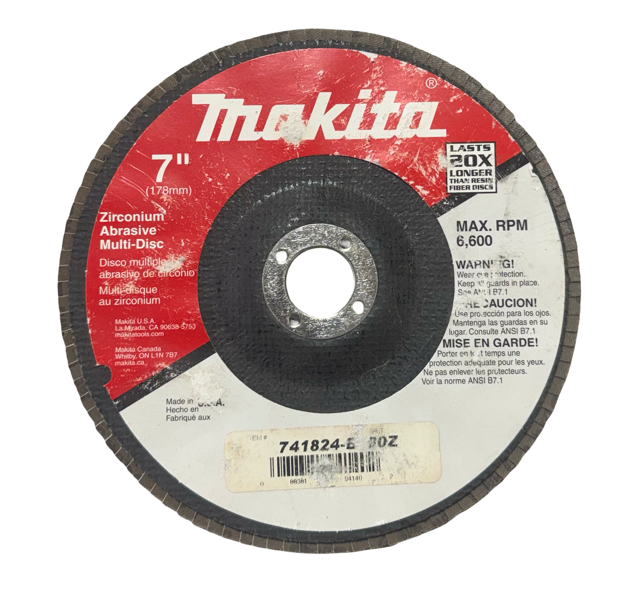 Makita 7" x 7/8" Flap Disc Zirconium 80 Grit Angled Type 29 USA Made