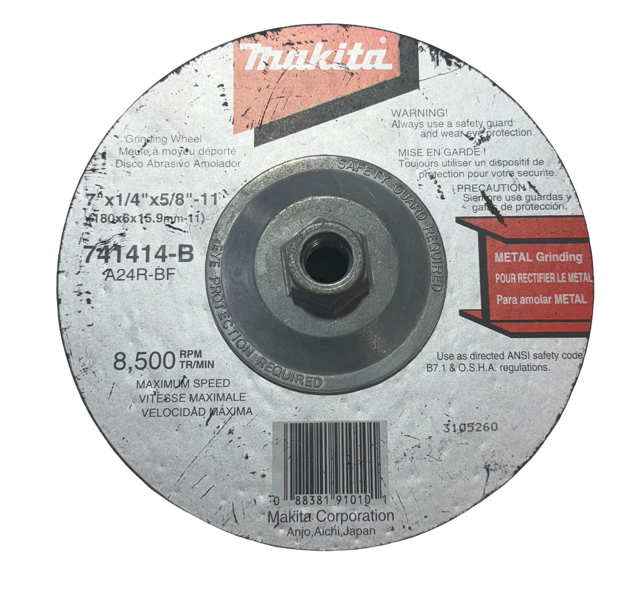 Makita 7" x 1/4" x 5/8-11 Metal Grinding Wheel A24R-BF