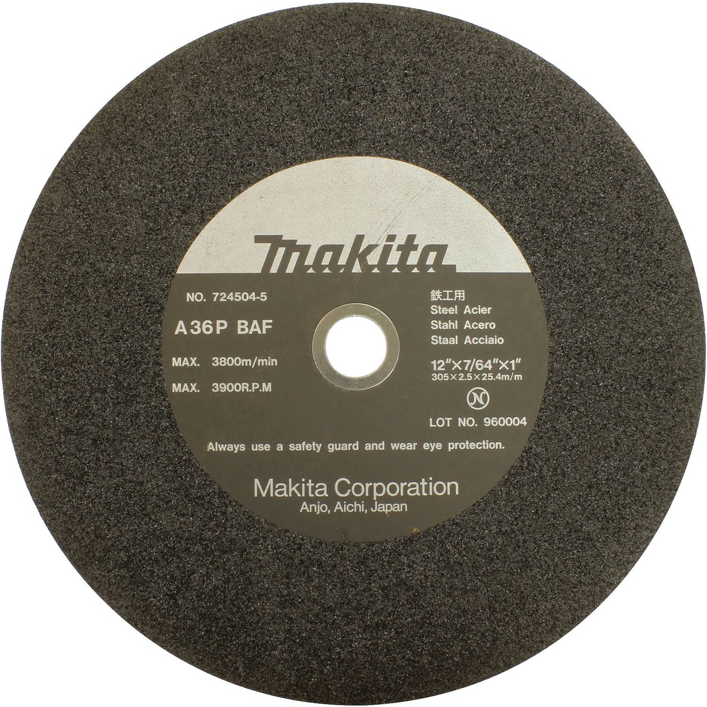 Makita 12" x 7/64" x 1" Metal Abrasive Cut-Off Wheel A36P-BF
