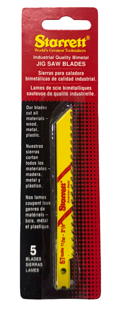 Starrett 4" BI-Metal U-Shank Jig Saw Blades, 6 TPI, 5 Pack