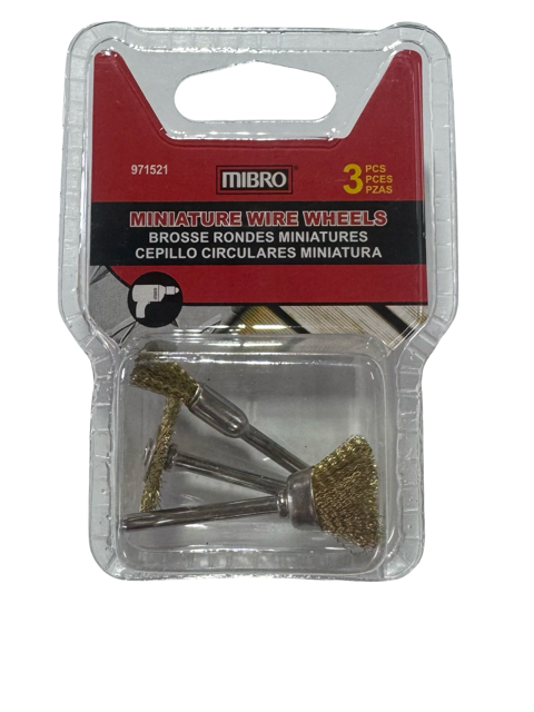 Mibro 3 Piece Miniature Brass Wire Wheel Brush Set 971251