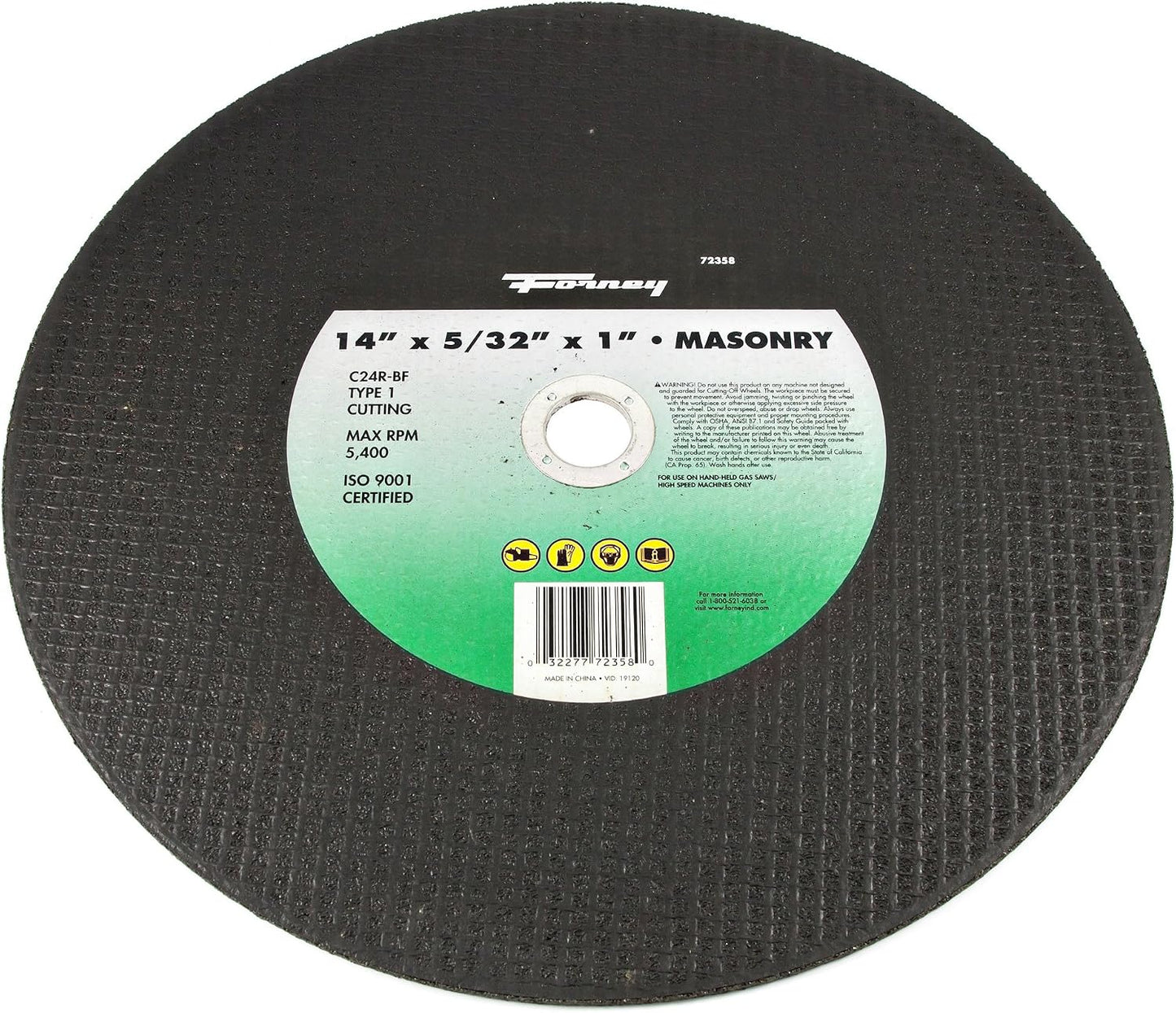 Forney 14" x 5/32" x 1' Masonry Chop Saw Blade Type 1 Silicon Carbide C24R