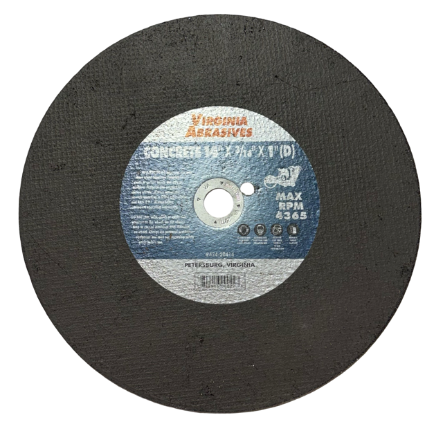 Virginia Abrasives 14" x 3/16" x 1" Concrete Cut-Off Wheel for Road Construction Saws