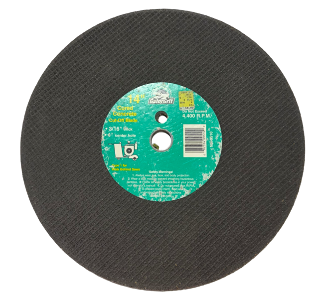 Gator 14" x 3/16" x 1" Cured Concrete Cut-Off Blade T1 for Walk Behind Saws
