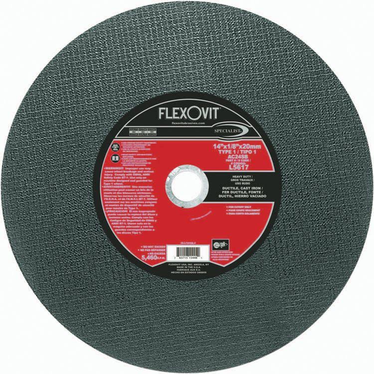Flexovit 14" x 1/8" x 20mm Heavy Duty Cut-Off Whel for Ductile, Cast Iron