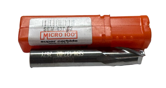 Micro 100 7/16" Carbide End Mill 2 Flute Stub Length USA Made
