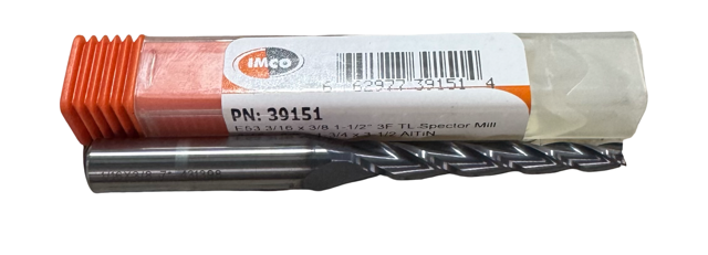 IMCO 3/16" Carbide Tapered End Mill 3 Flute 1-1/2" Degree AlTiN Coated