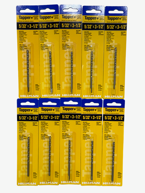Hillman Tapper+ 5/32" x 3-1/2" Carbide Tipped Tapcon Drill Bit 10 Pack