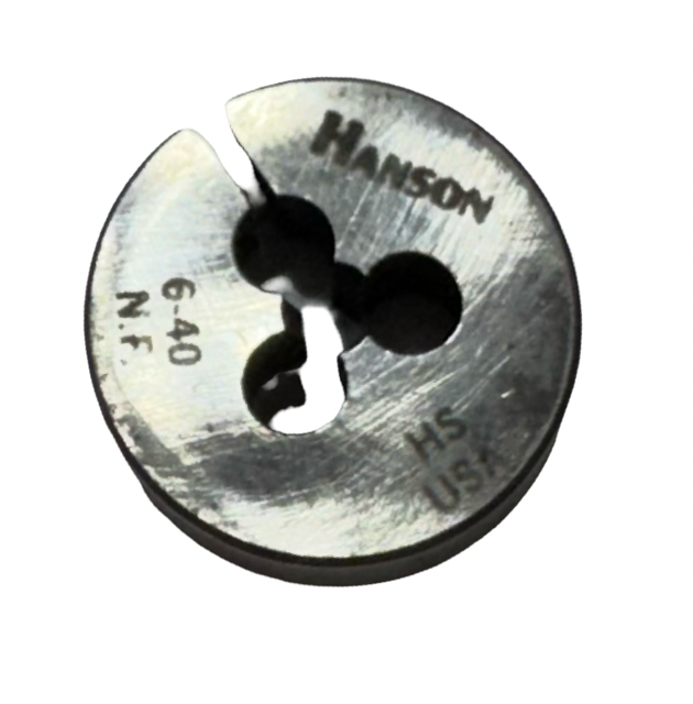 Hanson 6-40 NF HSS Adjustable Round Die 13/16" OD USA Made