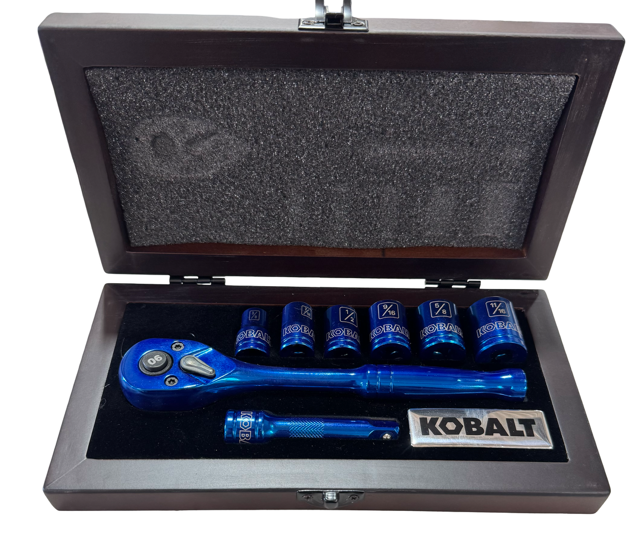 Kobalt 8 Piece 3/8" Drive Blue Ratchet Socket Set with Hard Case