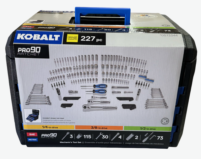 Kobalt 227-Piece Mechanics Tool Set includes 3-Drawer Tool Chest SAE & Metric