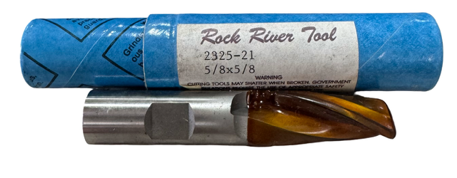 Rock River 5/8" Carbide Tipped End Mill 5/8" Shank 2 Flute 25° RH Helix USA Made