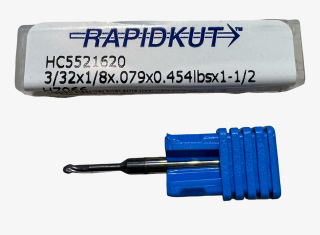 Rapidkut 3/32" Carbide 270° Spherical Ball End Mill 2 Flute nACo Coated USA Made