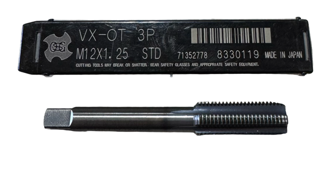 OSG M12 x 1.25 Carbide Straight Flute Tap TiCN 5 Flute Modified Bottoming Tap