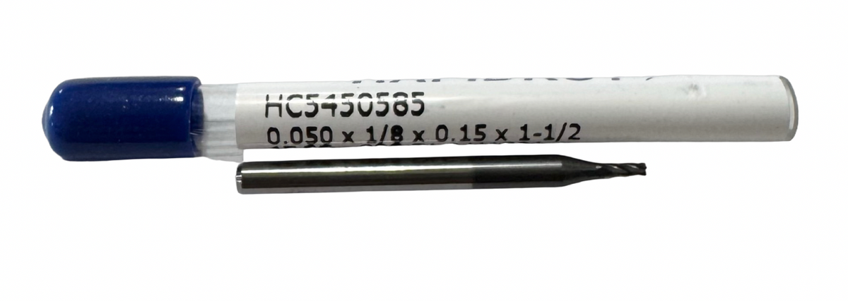 RapidKut .050" Carbide Miniature End Mill 4 Flute Diamond Coated .005" Radius USA Made
