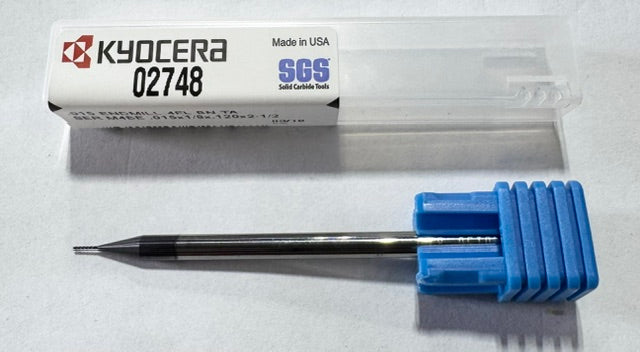 Kyocera .015" Carbide Ball Micro End Mill 4 Flute TA Coated USA Made