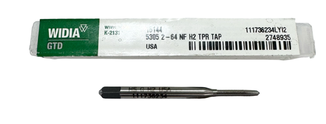 Widia 2-64 NF HSS Straight Flute Tap 3 Flute H2 Taper Tap USA Made