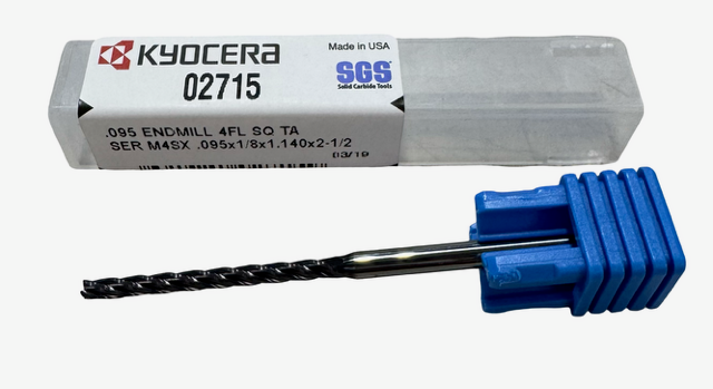Kyocera .095" Carbide Micro End Mill 4 Flute TA Coating USA Made