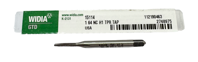 Widia 1-64NC HSS Straight Flute Tap 2 Flute H1 Taper Tap USA Made