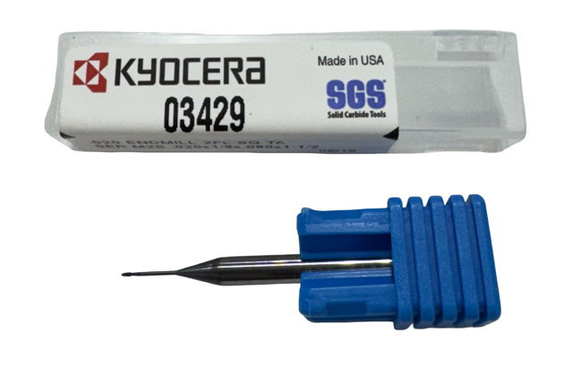 Kyocera .020" Carbide End Mill 2 Flute TA Coating 1/8" Shank USA Made
