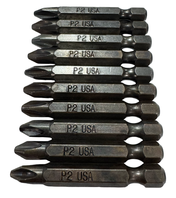 Montana #2 Phillips Impact Ready Screw Driver Bits 2" Overall USA Made 10 Pack