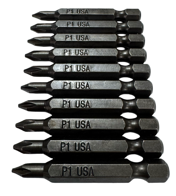 Montana #1 Phillips Impact Ready PH1 Screw Driver Bits 2" Overall USA 10 Pack