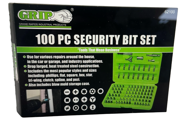 GRIP 100 Piece Security Bit Set 62100