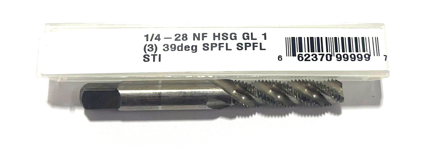 1/4-28 HSS Spiral Flute STI Tap GL1 39° Helix 3 Flute 1.5P USA Made
