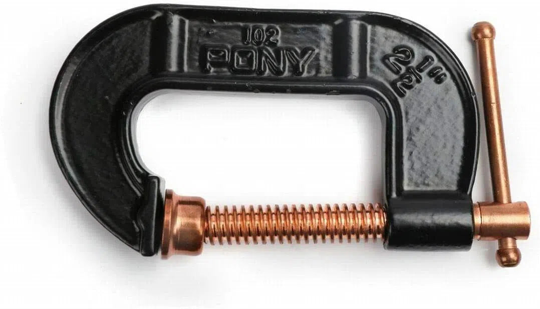 Pony 2-1/2" Carriage C-Clamp 1-3/4" Depth Copper Plated Screw Handle Swivel #102