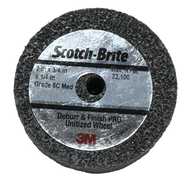 3M Scotch-Brite 2" x 3/4" x 1/4" Deburr & Finish PRO Unitized Wheel 6C MED