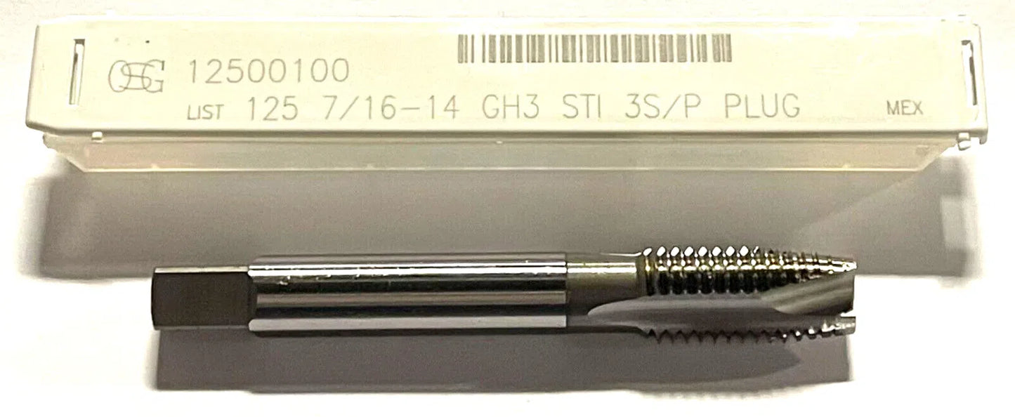 OSG 7/16"-14 HSS Tap STI Spiral Point Plug Tap 3 Flute GH3
