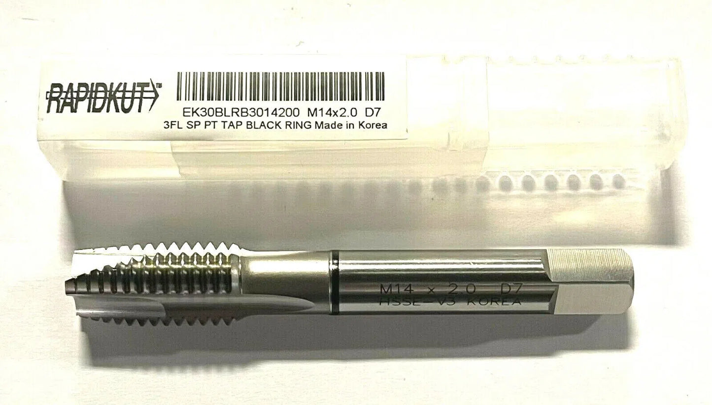 RapidKut M14 x 2mm Spiral Point Plug Tap High Performance Black Ring D7 3FL