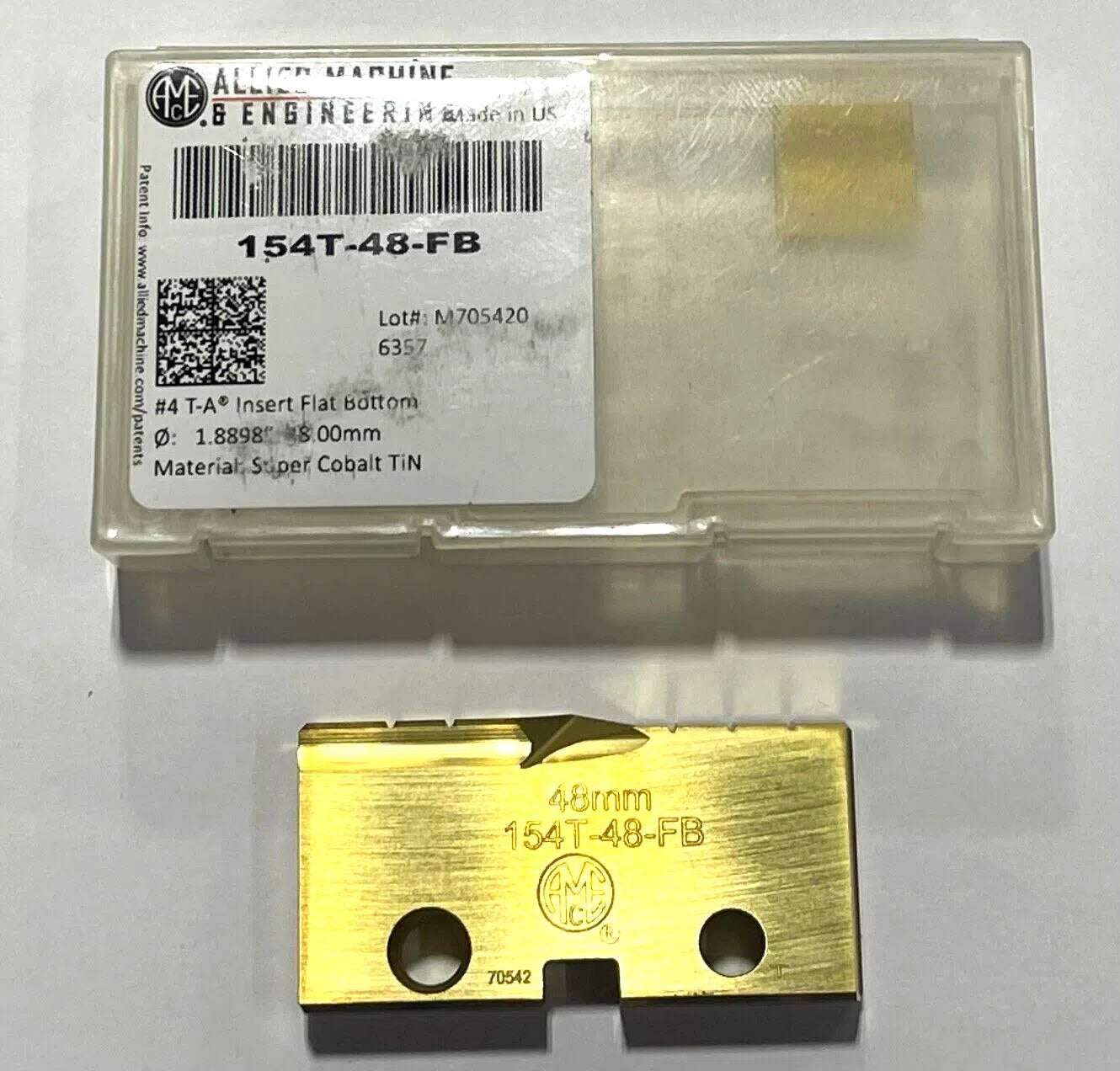 Allied Machine 48mm Super Cobalt Flat Bottom Drill Insert Series 4 Tin Coating