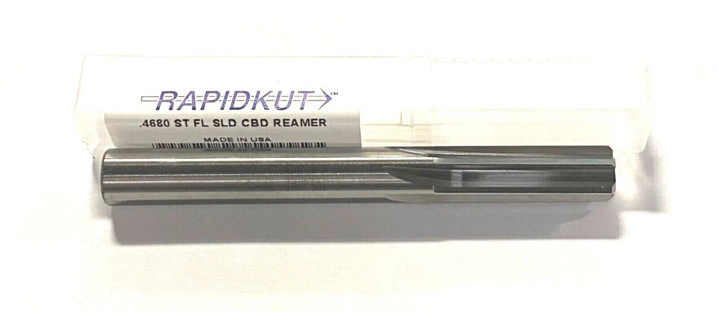 Rapidkut .4680 Solid Carbide Chucking Reamer Straight Flute USA Made