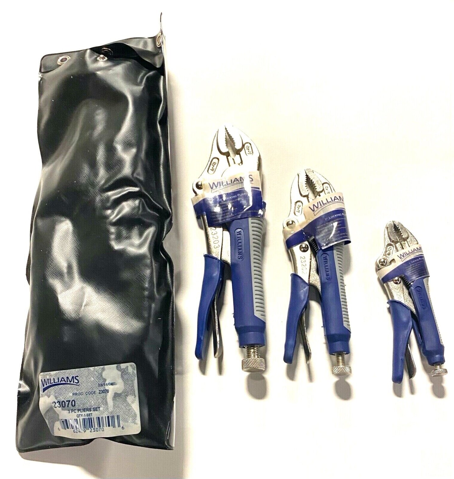 JH Williams Locking Pliers Set 3 Piece 5" 7" 10" Comes With Vinyl Pouch 23070