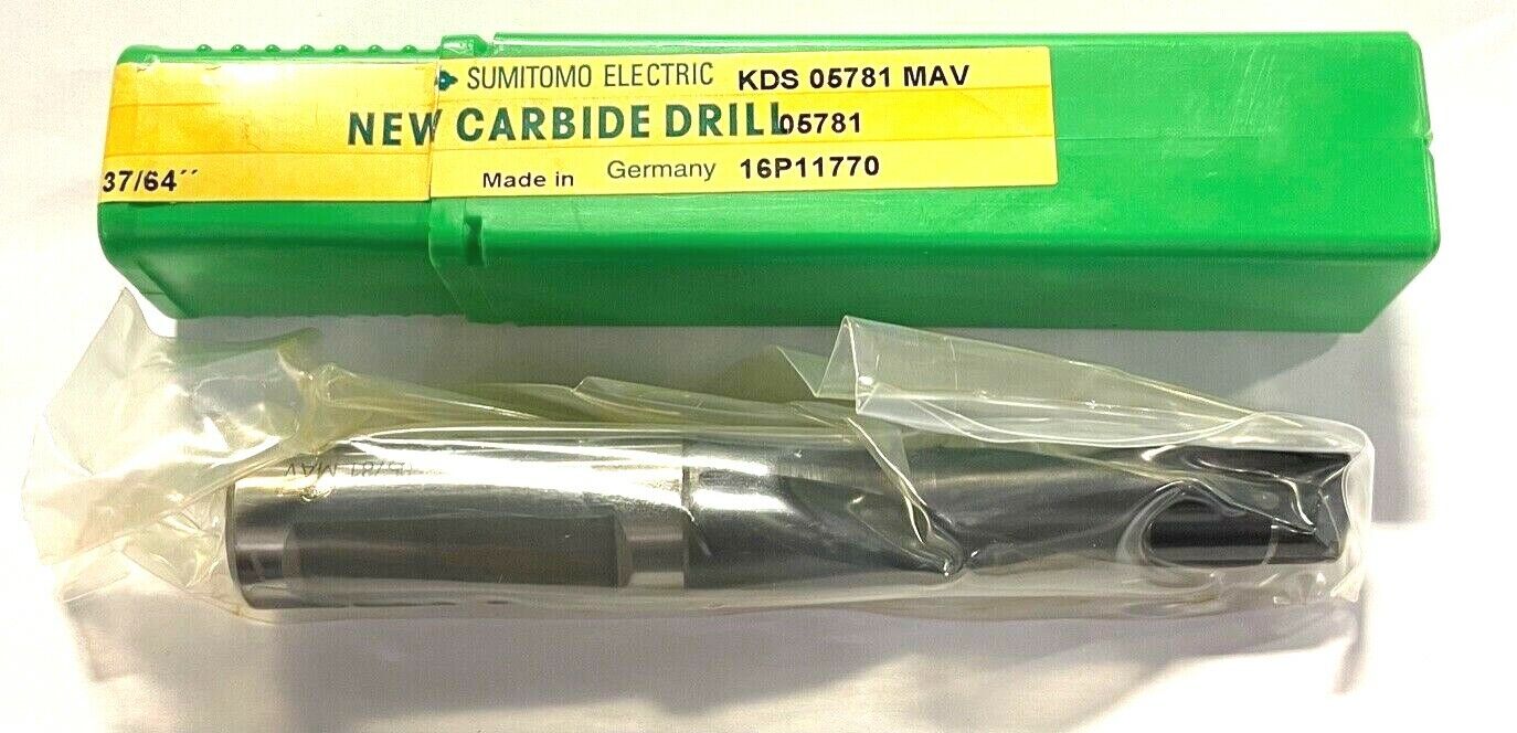 Sumitomo 37/64" Screw Machine Drill Brazed Carbide Tip Coolant Thru 140° TiAlN