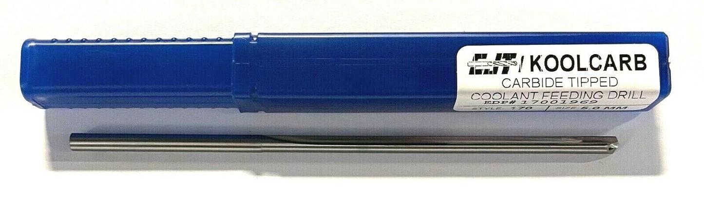 CJT 5mm Carbide Tipped Drill Bit XL Coolant Fed High Performance Straight Flute