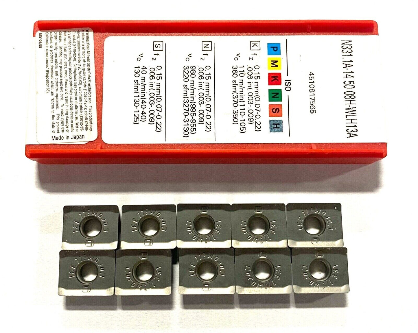 Sandvik Carbide Insert N3311A145008HWL Grade H13A Milling Indexable Inserts 10pk