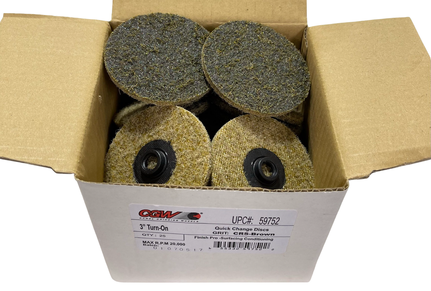 CGW 3" Surface Conditioning Discs Turn-On Coarse Brown Aluminum Oxide 25 Pack